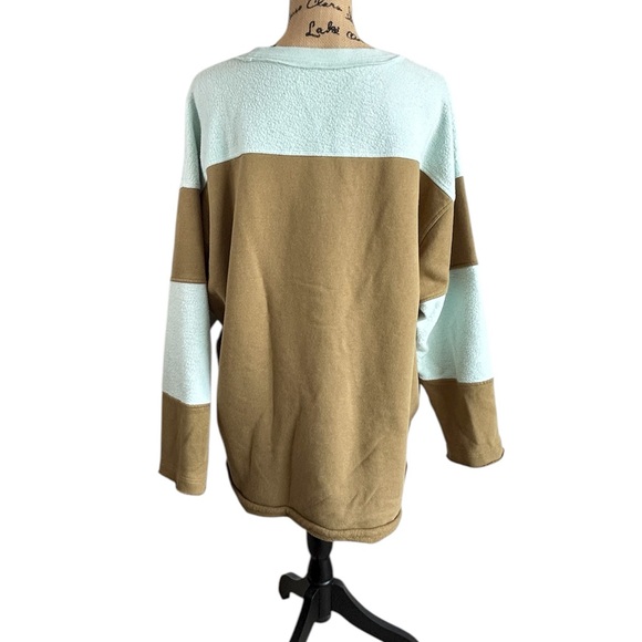 Free People Jordan Color Block Pullover Sweatshirt Top Citron Combo - Picture 7 of 14